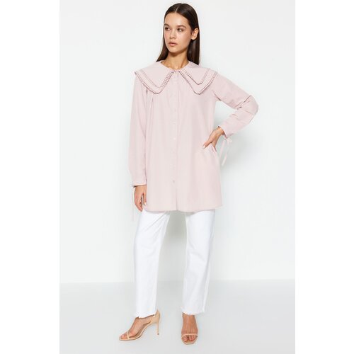 Trendyol Pink Collar Pompom Detailed Woven Shirt Slike