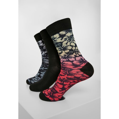 Urban Classics Floral Socks 3-Pack Black/Grey/Red Slike