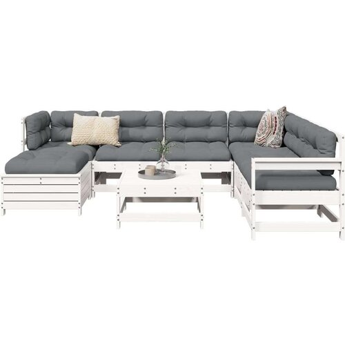  8-dijelni set vrtnih sofa bijeli od masivne borovine Cene