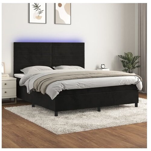 VidaXL Krevet box spring s madracem LED crni 160x200 cm bar&amp;scaron;un Slike