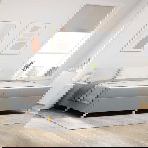 vidaXL Krevet s opruga kutije Svijetlosiva i Bijela 200 x 200 cm Cene