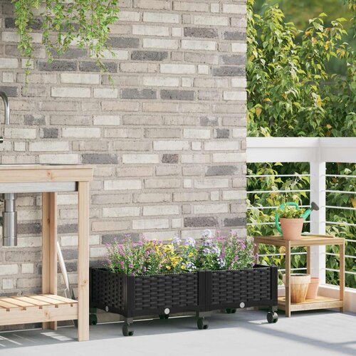  Vrtni saksija s kotačima Crna 80 x 40 x 29 cm PP - Crna 80 x 40 x 23 cm s kotačima Cijene