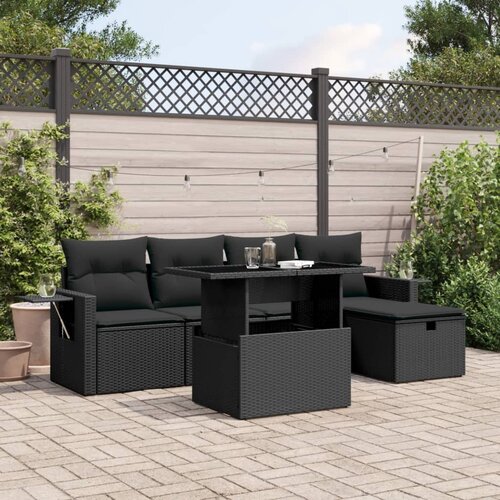 vidaXL 6-dijelni set vrtnih sofa s jastucima crni od poliratana Cijene