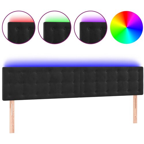 Maison Chic led posteljno vzglavje - vzglavna omarica - nočna omarica črno 200x5x78/88 cm žamet, (21708335) Slike