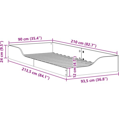  Krevet s daskama Smeđa 90 x 210 cm Čvrsta borova drva Slike