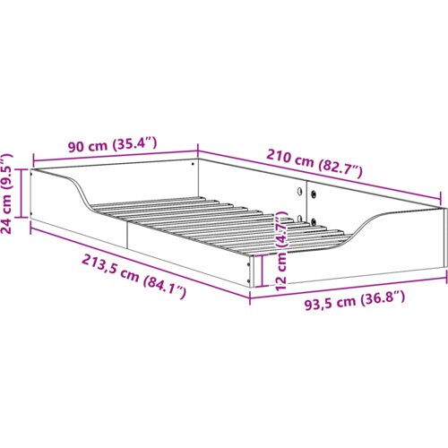  posteljni okvir, trden borov les, rjava, 90&amp;times;213,5&amp;times;24 cm Slike