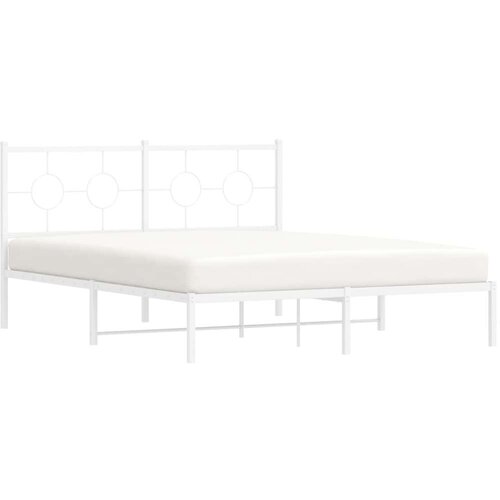 vidaXL Kovinski posteljni okvir z vzglavjem bel 150x200 cm Cene