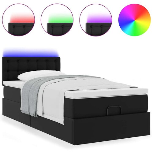 VidaXL otomanski okvir kreveta s madracem crni 90x200 cm umjetna koža Slike