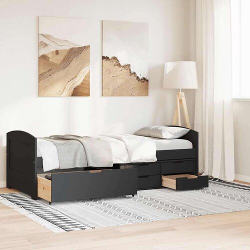 vidaXL dnevna postelja z 5 predaloma brez vzmetnice irun črne 90x200cm Cene