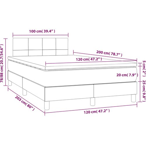  box spring s madracem LED tamnosivi 120 x 200 cm tkanina Slike