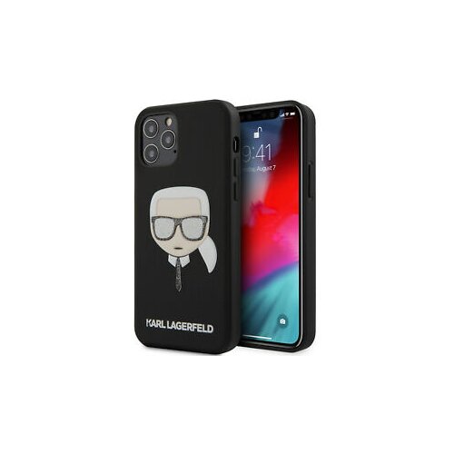 Karl Lagerfeld Originalen ovitek KLHCP12MGLBK za iPhone 12 ali 12 Pro črna silikonska zaščita - Karl s Head Glitter Glasses Cene