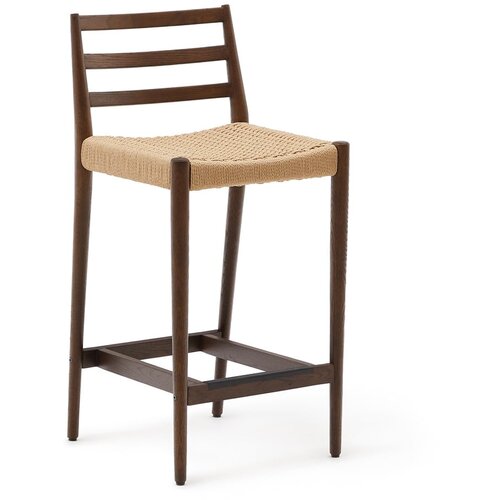 Kave Home Smeđa/u prirodnoj boji barska stolica od punog hrasta (visine sjedala 70 cm) Analy – Cijene