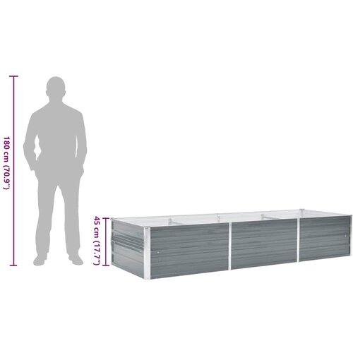  Vrtna sadilica od pocinčanog čelika 240 x 80 x 45 cm siva Slike