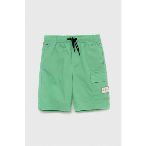 Calvin Klein Jeans Otroške kratke hlače zelena barva
