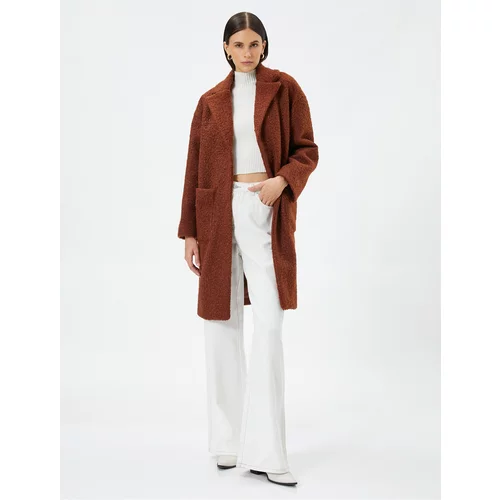 Koton Oversize Long Bouquette Coat, Double Breasted, Pocket Detailed Lined.