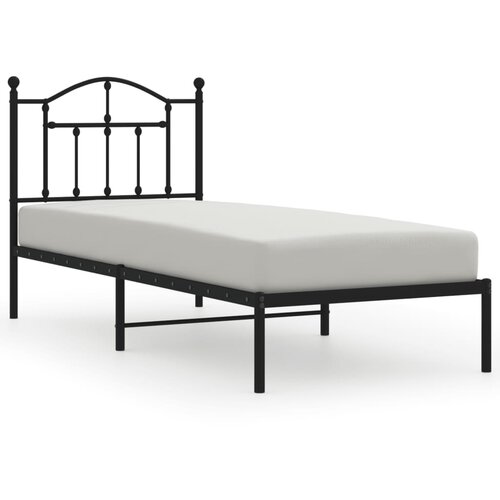 Maison Chic Kovinski Posteljni okvir - Enojna postelja - Postelja za odrasle z vzglavjem črn 90x200 cm, (21693997) Slike