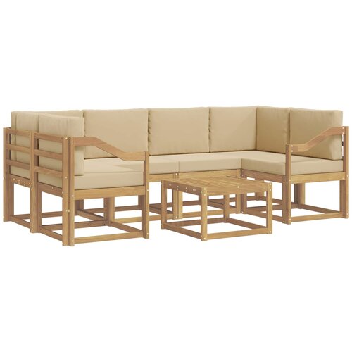 vidaXL Zunanja garnitura za sedenje z blazino 7 pcs Bela in bež, (5000281502) Cene
