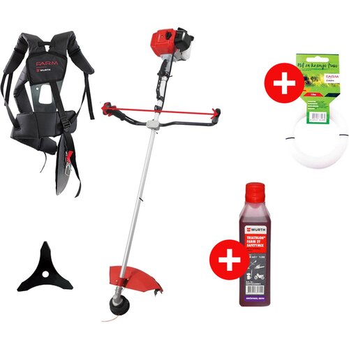 Farm Motorni trimer 42 7 cc 28 mm Power series FT43PS + Wurth Triathlon 2T Safetymix Display 20 kom + Nit za košenje trave, okrugla 2,4mmx15m Cene