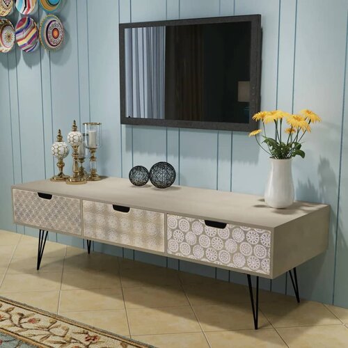  The Living Store TV omarica s 3 predali 120x40x36 cm siva - TV Stojalo, (21499206) Slike