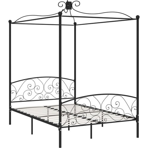Maison Chic Posteljni Okvir - Dvoposteljna postelja z ogrodjem za baldahin črn kovinski 120x200 cm, (22082366) Cene