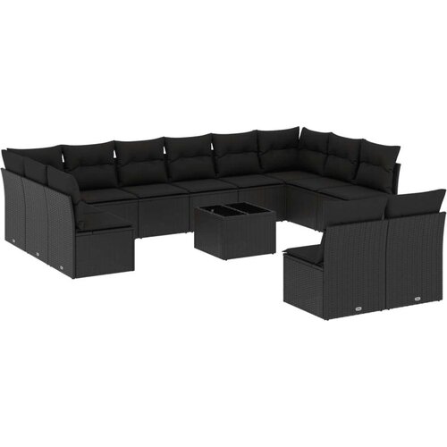 vidaXL 13-dijelni set vrtnih sofa s jastucima poliratan crni Cijene