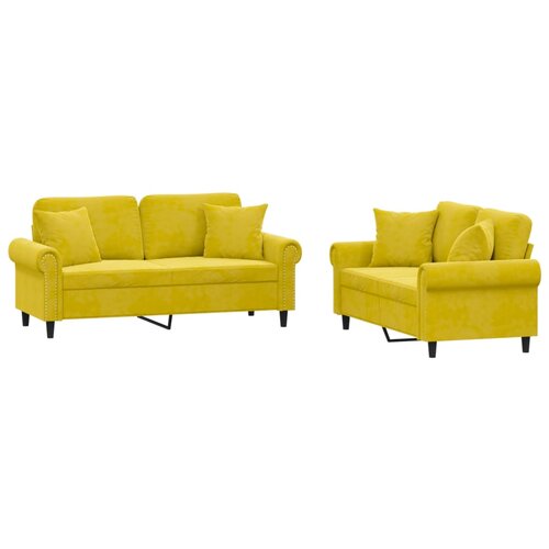 VidaXL 2-dijelni set sofa s jastucima žuti bar&amp;scaron;unasti Slike