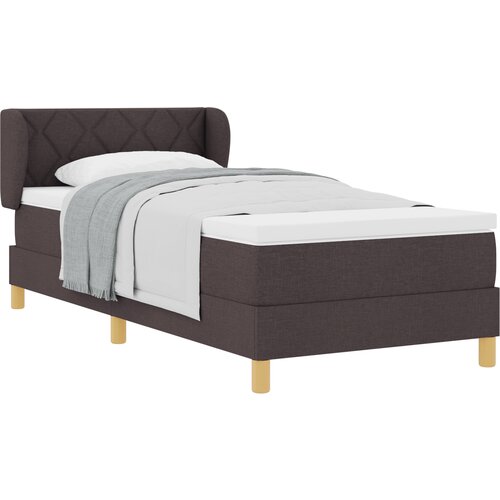 vidaXL Postelja s podnožjem z vzmetnico Temno rjava 90x190 cm Tkanina, (22052433) Cene