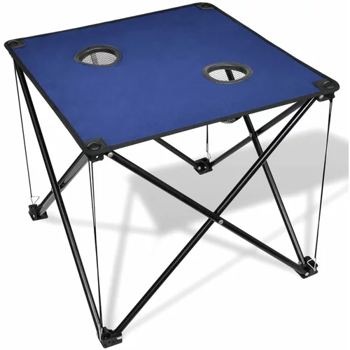 vidaXL Zložljiva mizica za kampiranje modre barve