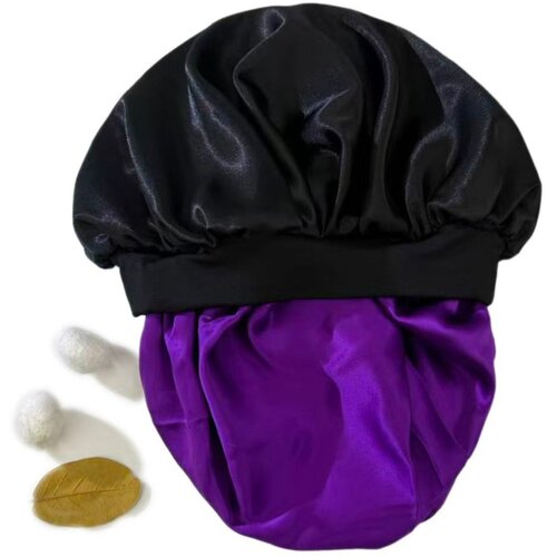 INF Prilagodljiva nočna kapa z svilnim občutkom in elastičnim trakom, prenosna in topla black+purple, (5000243547) Slike