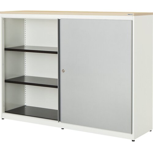 mauser Omara z drsnimi vrati, VxŠxG 1180 x 1600 x 432 mm, plošča iz umetne mase, 2 x 2 polici, čista bela / aluminijasto siva / javor Cene