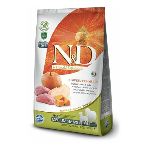 Farmina N&D bundeva hrana za pse divlja svinja i jabuka (adult, medium & maxi) 2.5kg Slike