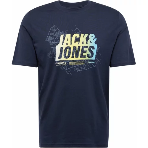 Jack & Jones Majica 'MAP SUMMER' mornarsko plava / svijetloplava / svijetlozelena