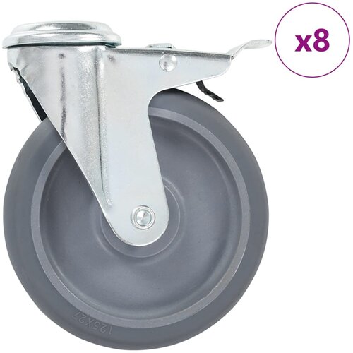 VidaXL Okretni kotačići s otvorom za vijke 8 kom 125 mm Slike