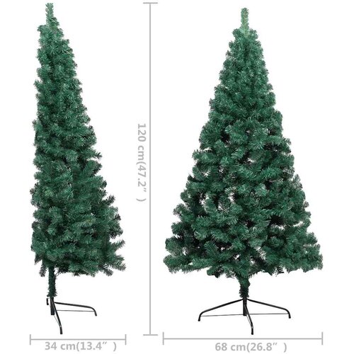  Umjetna osvijetljena polovica božićnog drvca zelena 120 cm Slike