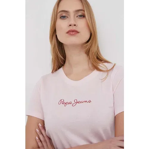 PepeJeans Pamučna majica za žene, boja: ružičasta