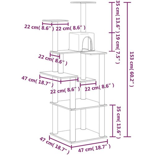 VidaXL Mačje drevo s praskalniki iz sisala krem 153 cm Slike