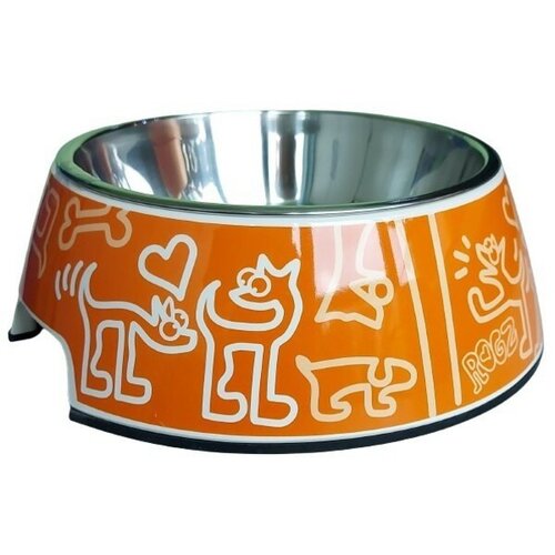 Rogz bowlz orange doodle medium činija Slike