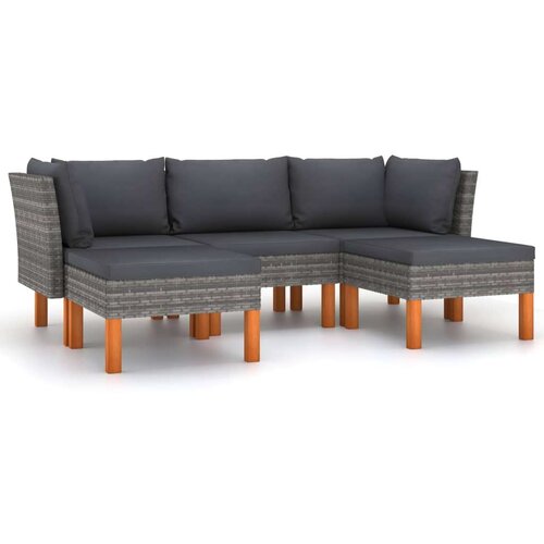 Poli 5-dijelna vrtna garnitura od poliratana s jastucima siva Cijene