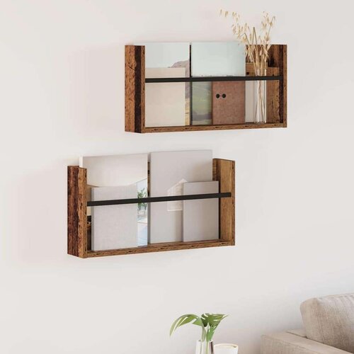  Polica za časopise s policom 2 pcs Staro drvo 60 x 12 x 30 cm Cijene