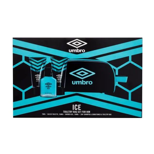 Umbro Ice set: EDT 75 ml + gel za prhanje 150 ml + šampon in balzam 2v1 150 ml + kozmetična torbica za moške