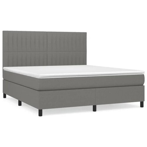 VidaXL Box spring postelja z vzmetnico temno siva 160x200 cm blago, (20899838) Slike