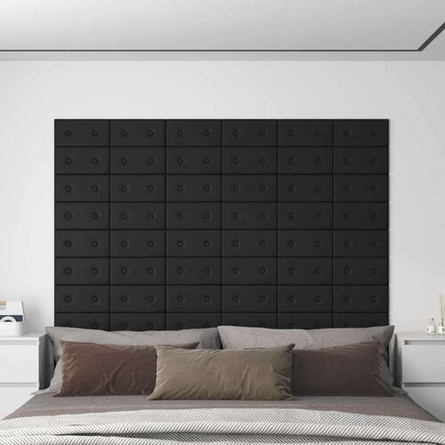  Zidna uzglavlja 12 pcs Crna 30 x 15 cm Lažna koža - Crna 30 x 15 cm Cijene