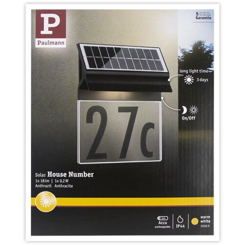 PAULMANN 94694 - LED/0,2W IP44 solarni kućni broj neda 3,7V Slike