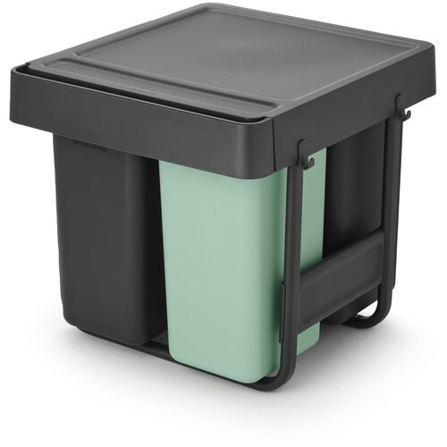 Brabantia Mentolno zelen/temno siv plastičen izvlečni ko&amp;scaron; za smeti za ločevanje odpadkov 40 l Sort&amp;amp;Go &amp;ndash; Slike