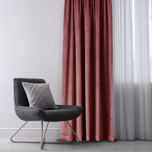 Restilo Rožnata žametna zavesa za delno zatemnitev 140x270 cm Eyelets &amp;ndash; Slike