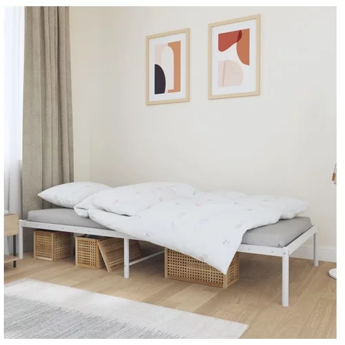  Kovinski posteljni okvir bel 90x200 cm