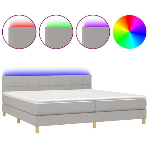 Maison Chic Box spring postelja - Vzmetna postelja z vzmetnico LED sv. siva 200x200 cm blago SL15237, (21904100) Cene