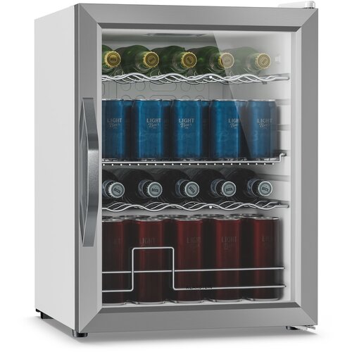 Klarstein Beersafe hladilnik za pijačo s steklenimi vrati | 64 x 48 cm | 60 litrov | 85 W | Srebrno/Bela Cene