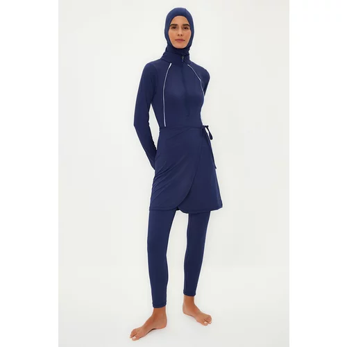 Trendyol Navy Striped Detailed Surf 4-Piece Swimsuit Suit