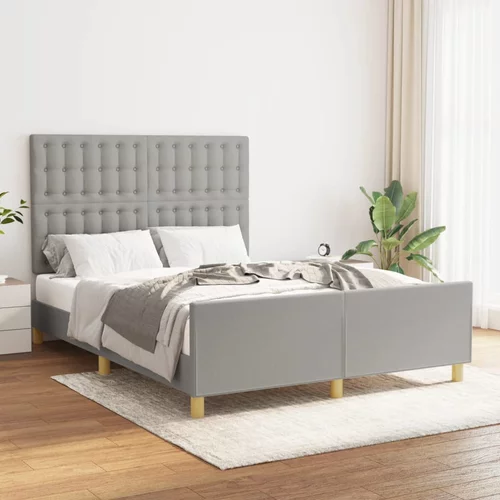  Okvir za krevet s uzglavljem svjetlosivi 140x190 cm od tkanine